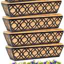Y&M 6pcs 24 Inch Window Deck with Coco Liner, Fence Metal Hanging Flower Planter Window Basket Deck Railing Planter Boxes for Outdoor Garden Lawn
