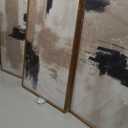 LHIUEM Large Abstract Brown Grey Framed Canvas Wall Art,Neutral Brush Stroke Pastel Wall Decor,Modern Color Block Wall Painting,Minimalist Artwork for Living Room,Bedroom,Dining Room,Office -16"x24"x3