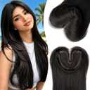 Isaic Hair Toppers for Women with Thinning Hair, 24 Inch Synthetic Clip in Topper Hair Extensions with Adjustable Band, Layered Wiglet Adds Volume and Natural Coverage (Black Ash Brown)