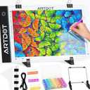 ARTDOT A4 LED Light Pad for Diamond Painting Kits for Adults, USB Powered Adjustable Brightness Diamond Art Light Board with Accessories