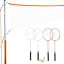 Franklin Sports Badminton Net Sets - Outdoor Backyard + Beach Badminton Net + Equipment Set - (4) Rackets + (2) Birdies + Portable Net Included - Adults + Kids Set, One Size