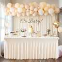 6 Packs Ivory Table Clothes for 8 Foot Rectangle Tables, One-Piece Wrinkle Resistant Stretch Spandex Table Covers with Skirt for Event Banquet Wedding Birthday Party, 96" x 30"
