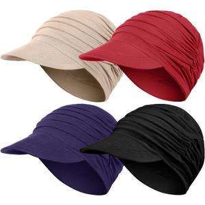 JenPen 4 Pcs Soft Chemo Cancer Hats for Women Breathable Bamboo Baseball Cap Slouch Viscose Hat for Hair Loss Cancer Headwear (Khaki,red,navy Blue,black) JenPen 4 Pcs Soft Chemo Cancer Hats for Women Breathable Bamboo Baseball Cap Slouch Viscose Hat for Hair Loss Cancer Headwear (Khaki,red,navy Blue,black)