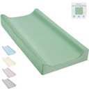 Vegan Leather Changing Pad Cover - 31"X 16" - Waterproof Wipeable, Extra Thick & Portable & Non-Slip Diaper Mat - Fits Standard Changing Tables for Baby Boy Girl (Green)