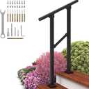 Arti-Life Hand Rails for Outdoor Steps,Railings for Outdoor Steps,2 Step Handrails for Outdoor Steps,Porch Handrail Wrought Iron Railing Kit for Concrete,Brick,Wood Steps (Matte Black)