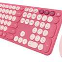 Seenda Wireless Bluetooth Keyboard and Mouse Combo, COE202 Retro Cute Round Keycaps, 3 Multi-Device Connection, Full Size Keyboard Compatible for PC/Laptop/Mac/MacBook/iPad/Tablet, Pink
