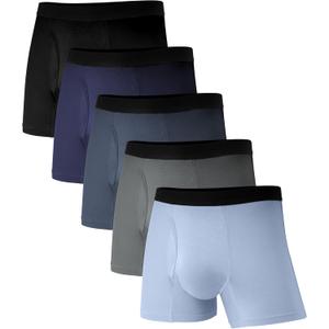 Incontinence Underwear for Men, 50ml Reusable Washable Leak-proof Absorbent Boxer Briefs with Fly, 5 Pack (Medium, Multicolor01)
