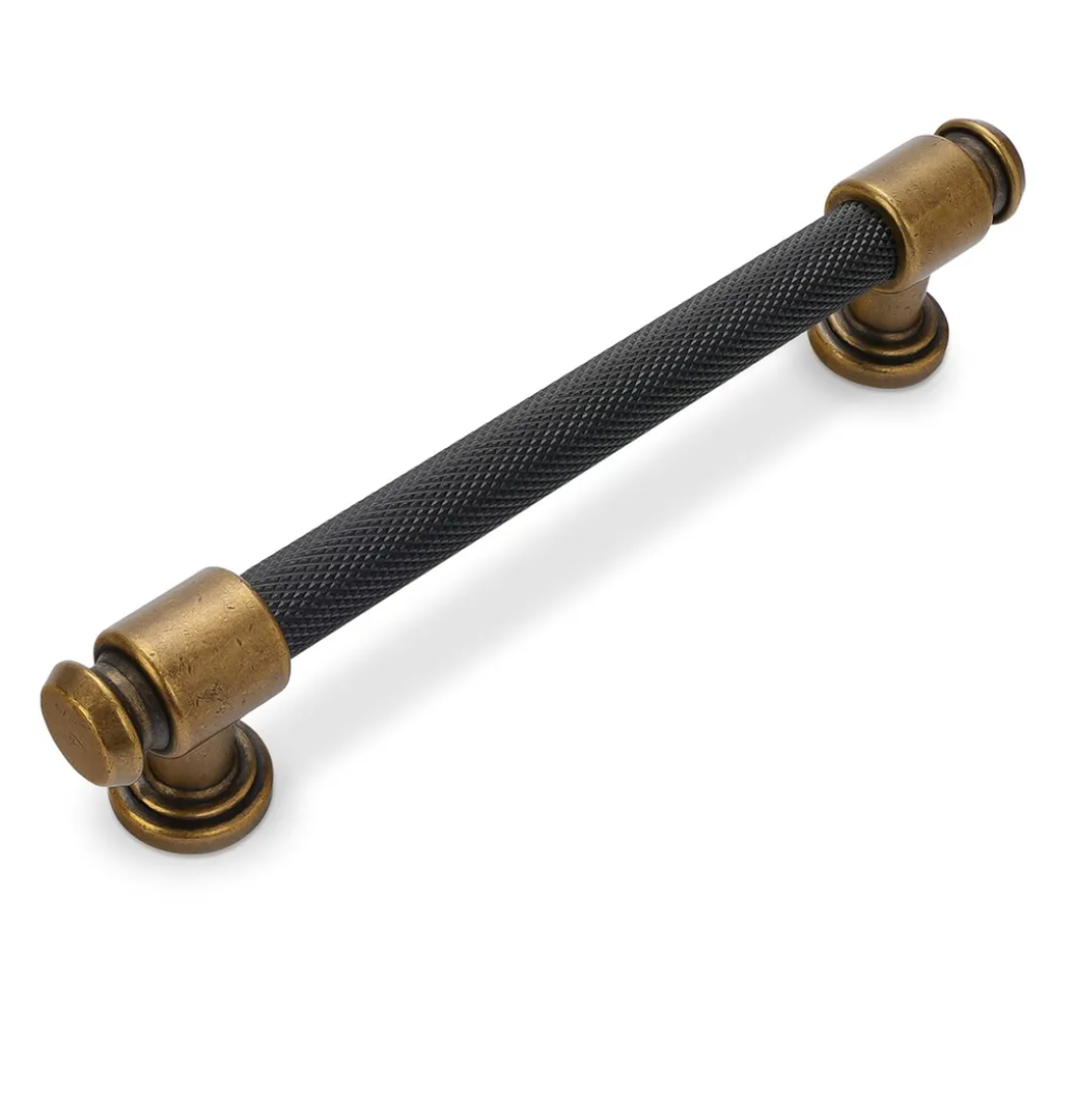 10 Pack 5 Inch Black and Antique Brass Kitchen Cabinet Handles Knurled Cabinet Pulls Black Drawer Pulls Cabinet Hardware