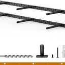 2pcs Floating Shelf Bracket Heavy Duty Floating Mantel Bracket Black Metal Decorative Floating Shelf Hardware Hidden Shelving Mounting Brackets (34X8X1)