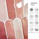 Pink Peel and Stick Backsplash Tile, Self Adhesive Feather Peacock Temporary Kitchen Backsplash Tiles 3D Stick on Wall Tiles Sticker (10 Sheets)