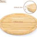 Bamboo Serving Platter, Round Wood Tray, Wooden Serving Tray, Fruit, Bread, Salad Plate, Charcuterie Serving Board, 9.8 inch