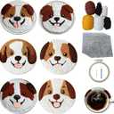 Xinpinzhou 6pcs Dog Punch Needle Coaster Kit for Kids Beginners Adults, Complete Punch Needle Stitching Embroidery Art Coasters Kit for Kids Adult Beginner Animal Punch Needling Coaster