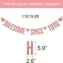 AWESOME SINCE 1980 Banner,Rose Gold Glitter Paper Banner for 46th Birthday Party Decorations Supplies,Pre-Strung, No Assembly Needed,Letters Rose Gold,Betteryanzi