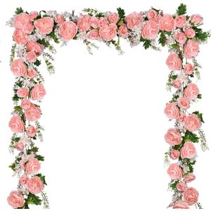 DearHouse 2Pack Artificial Peony Flower Garland - Silk Peony Garland with Pink Flowers for Wedding Party Table Decoration,6ft/Strand DearHouse 2Pack Artificial Peony Flower Garland - Silk Peony Garland with Pink Flowers for Wedding Party Table Decoration,6ft/Strand