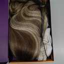 KOME Ash Brown Highlight Synthetic Lace Front Wig,13×6 Balayage Curly Meshless Glue less Wigs for Women Daily Use 26IN（#TT6/166）