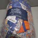 WONGS BEDDING Boho Fall Queen Quilt Set, Blue and Orange Bohemian Queen Quilt Bedding Set, Lightweight Microfiber Bed Decor Bedspread for All Season 96"x90"(3 Pieces)