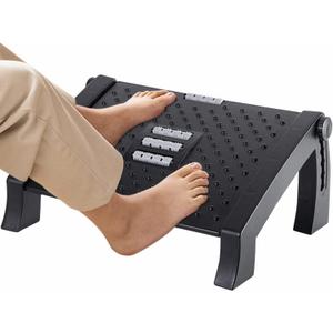 Foot Rest, Adjustable Height Foot Rest for Under Desk at Work, Ergonomic Foot Stool Under Desk for Office, Under Desk Footrest with Large Roller Massage, Comfortable Foot Stool for Pressure Relief (Blacka)