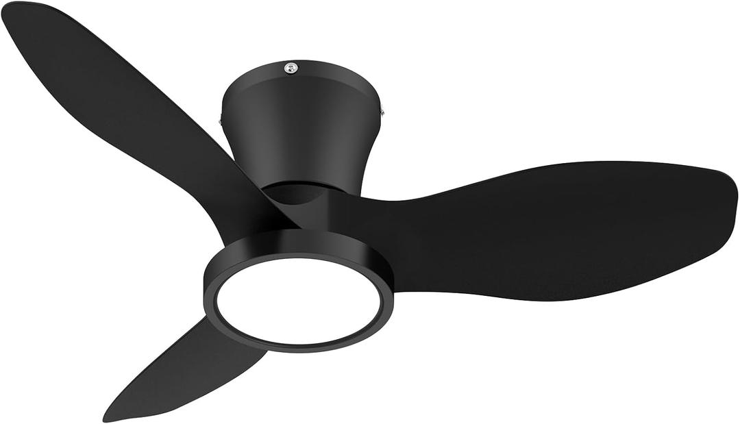 ocioc Quiet Ceiling Fan with LED Light DC Motor 32 inch Large Air Volume Remote Control Black