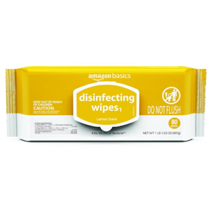 Amazon Basics Disinfecting Wipes, Lemon & Fresh Air Scent, Multi-Surface, Sanitizes/Cleans/Disinfects/Deodorizes, Strong & Convenient