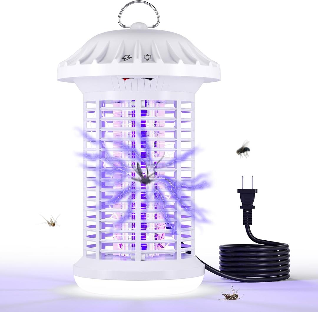Bug Zapper Indoor & Outdoor, Water Proof Mosquito Zapper with LED Light, 4200V Electric Bug Zapper for Home Patio Office CourtyardWhite