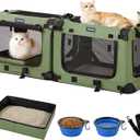 Petprsco Extra Large Cat Carrier for 2 Cats, Fits for Multi‑Cat Car Travel, 48"L x 17"W x 17"H
