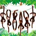 Hungdao 6 Packs Hanging Monkey Stuffed Jungle Animal Toy with Hook and Loop Jungle Party Hanging Decorations for Kids Classroom Birthday Party Decorations (24 Inch)