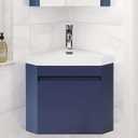 wonline 16" Corner Bathroom Vanity Sink Combo for Small Space Wall Mounted Cabinet Set Design Navy Resin Basin Sink Top Chrome Faucet and Drain