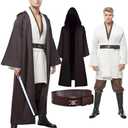 Men's Tunic Cosplay Costume Adults Outfits Halloween Robe Hooded Uniform Full Set Size XS