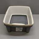 Amazon Basics Large Cat Litter Box with High Sides, Open Top, Includes Scoop, 19 x 15 x 11.75 inches, Grey/Beige