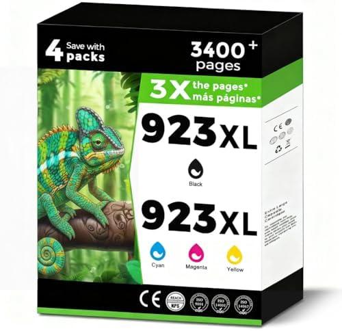923XL (923e) Ink Cartridges Fit for HP OfficeJet Pro 8130e 8135e 8125e Printers Replacement for 923 e XL for HP923 8122e 8124 8124e 8125e 8130 8132e 8134e 8138e 8139e Black Cyan Magenta Yellow 4 Pack