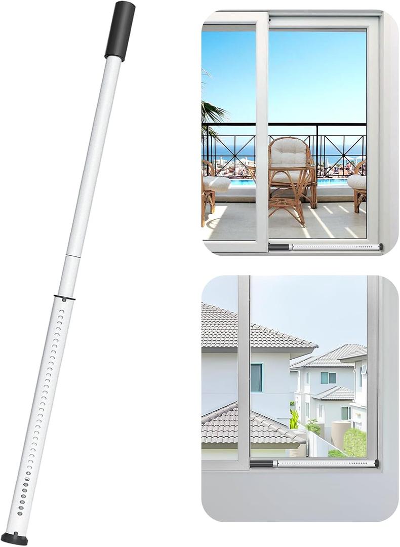 AceMining Sliding Door Security Bar,Heavy Duty Sliding Patio Door Lock Bar, 20-50inch Adjustable Multi-use Window Security Bars, Sliding Door Stopper,White,1Pack