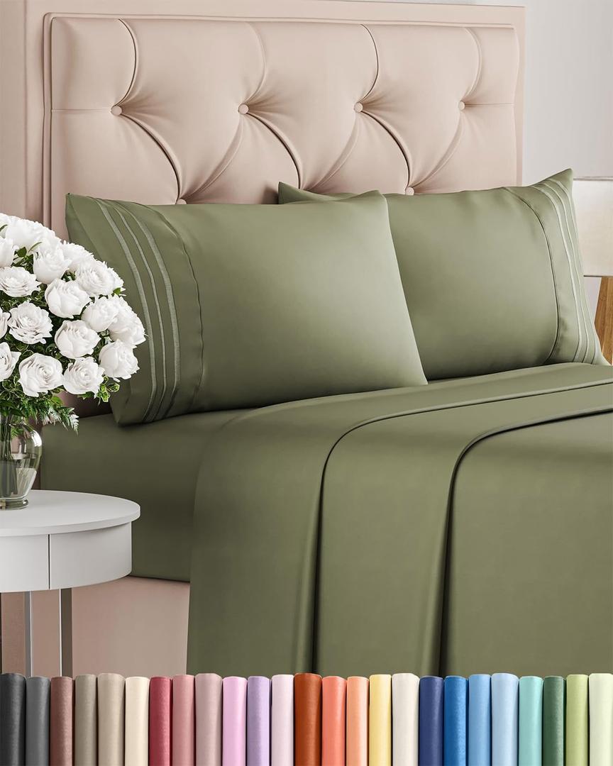 King Size 4 Piece Sheet Set - Comfy Breathable & Cooling Bed Sheets Set - Hotel Luxury Bedding for Women, Men, Kids, Teens, Boys & Girls - Deep Pockets, Soft and Wrinkle Free - Oeko-Tex - Sage Green