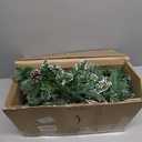 Christmas Garland Pre-lit 9 Ft with 50 Led Lights, Battery Operated Fireplace Stairs Mantle Door Indoor Outdoor, Decorated Pine Cone and Snow Style (Green White)