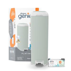 Diaper Genie Platinum Pail with Easy Roll Refill 18 Bags, Stainless Steel