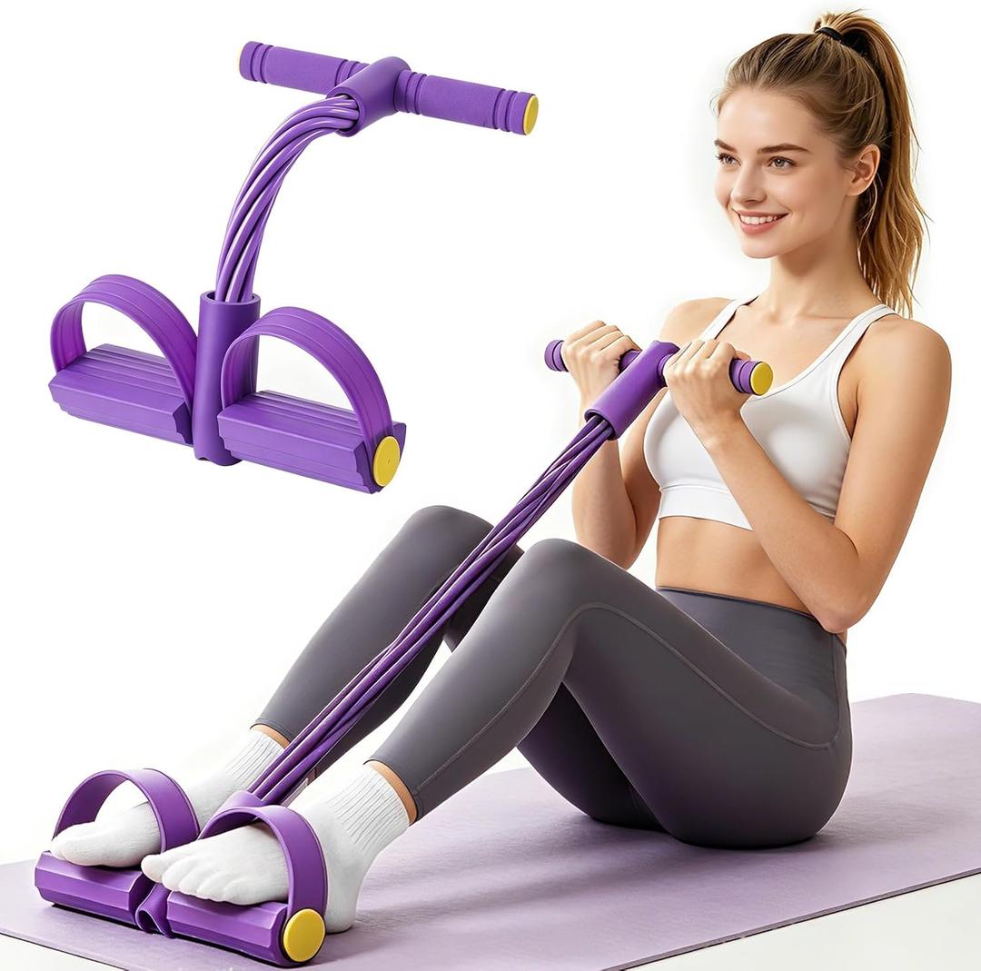 Pedal Resistance Band with Handle, 6-Tubes Tesistance Bands with Handles, Natural Rubber Foot Pedal Resistance Band, Multifunctional Exercise Bands for Abdomen, Waist, Arm, Leg