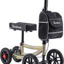 Knee Scooter, 300lbs Capacity, 13" Big PU Seat, Disc Brake Knee Walker, All Terrain Foldable Knee Scooter Walker with Bag for Foot Injuries Compact Crutches Alternative (Champagne)