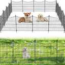 10 Panels No Dig Dog Fence Outdoor for Yard, 24 in(H) X 20 ft(L) Decorative Tall Garden Fence Animal Barrier, Rustproof Metal Wire Garden Edging and Borders, Temporary Fencing Stakes