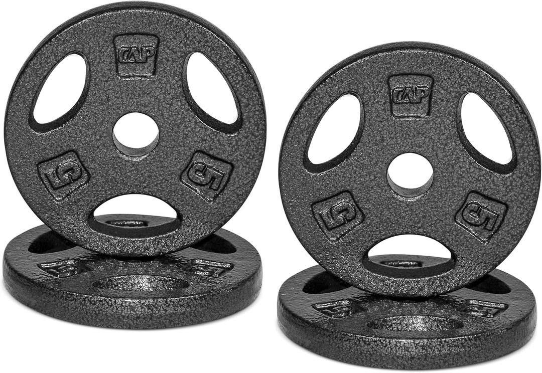 CAP 5lb Standard 1-Inch Cast Iron Grip Weight Plates, 4-Pack, Black