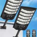 Gefolly Solar Street Lights Outdoor, 6500K Commercial Parking Lot Light Dusk to Dawn, IP68 Security Flood Lights with Motion Sensor Led Lamp for Warehouse, Road, Garden-2Pack