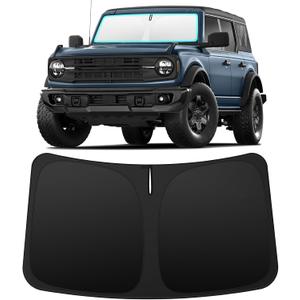 INSAUTO Foldable Windshield Sun Shade for Ford Bronco 2021-2025 (Bronco Sport Not Fit), Heat & UV Protection Car Sunshade with Storage Bag, Keep Interior Cool & Easy Installation Black