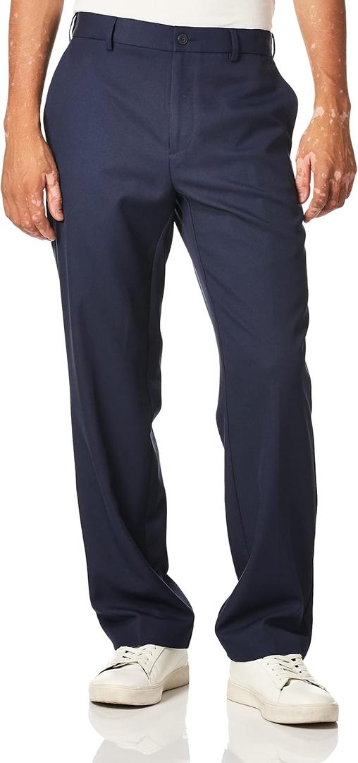 PGA Tour Men's Flat Front Golf Pant with Expandable Waistband (36W x 32L, Navy)