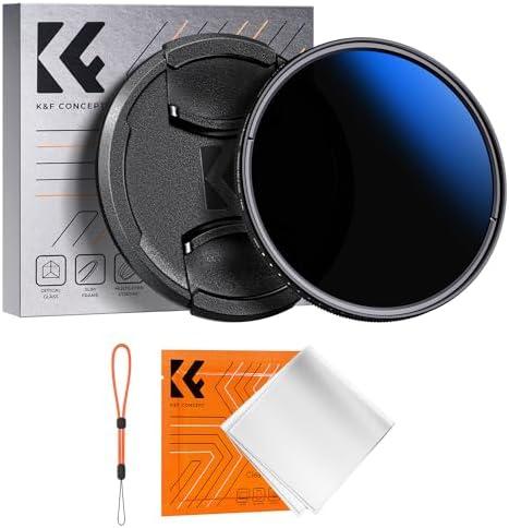 K&F Concept 40.5mm Variable ND Camera Lens Filter ND2-ND400 (1-9 Stops) + Lens Filter Cap + Cleaning Cloth 18 Multi-Layer Coatings Adjustable Neutral Density Ultra Slim (K-Series)