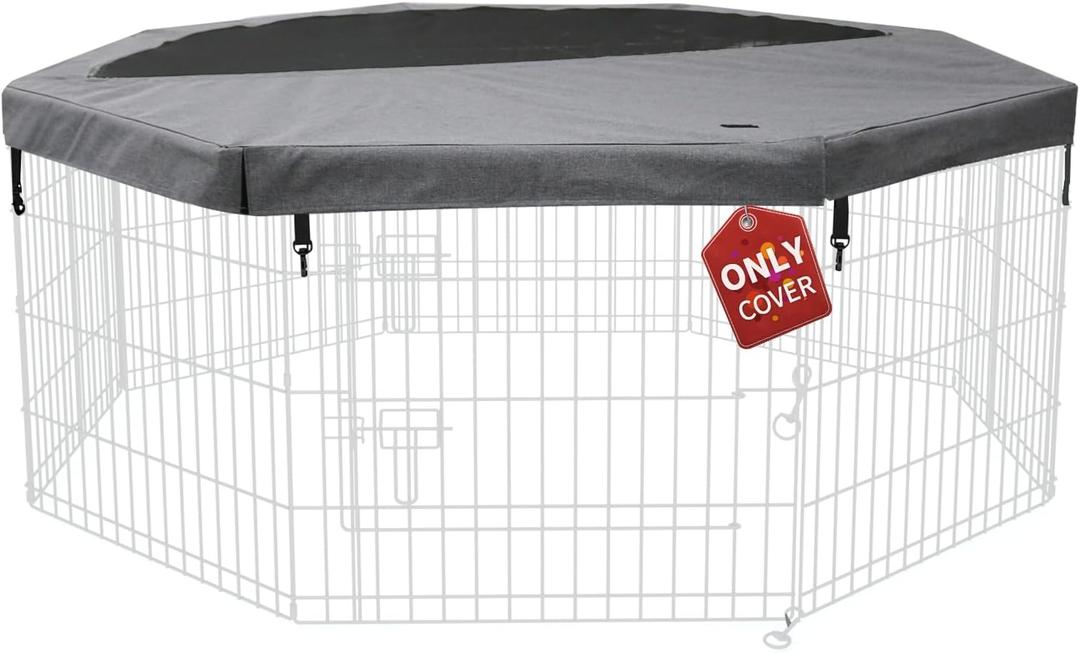Top Cover Sun/Rain Proof Provide Shade and Security for Indoor Outdoor Dog Playpen Fits All 24" Wide 8 Panels Pet Exercise Pen (Playpen Not Included)