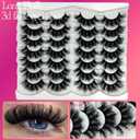 etokdos Mink Lashes Fluffy 20mm Long Dramatic Lashes Pack 25mm Big Lash Strips Volume Faux Mink Thick Eyelashes D Curl False Eyelashes Bulk