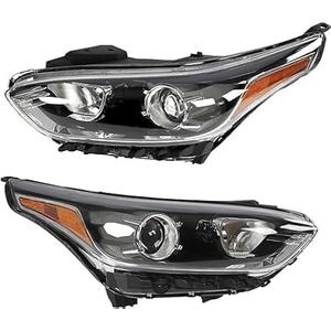 For 2019-2021Kia Forte Sedan Halogen Headlights Assembly w/Bulbs,Right Passenger and Left Driver Side Headlights Headlamp with LED DRL (Left+Right)