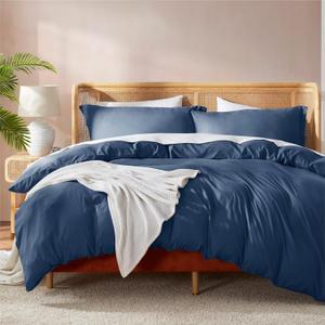 Nestl Navy Blue Duvet Cover King Size - Soft Double Brushed King Duvet Cover Set, 3 Piece, with Button Closure, 1 Duvet Cover 104x90 inches and 2 Pillow Shams