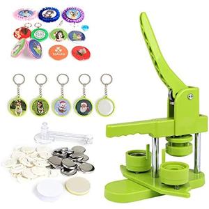 Button Maker Machine (4th Gen) FASTTOBUY Installation-Free 37mm 1.5 Inch Upgrade Badge Maker Pin Maker Press Machine with 405pcs Free Button Parts, Circle Cutter