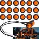 TMH (Pack of 20 3/4 Inch Mount Amber LED Clearance Bullet Marker lights, Side LED marker lights for trailer Truck RV Car Bus Van