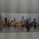 Enartly Abstract Cityscape Canvas Wall Art New York City Painting Modern Skyline Colorful NYC Grey Blue Picture, Large Size Framed for Bedroom Living Room Bathroom Home Office Wall Decor 40"x20"