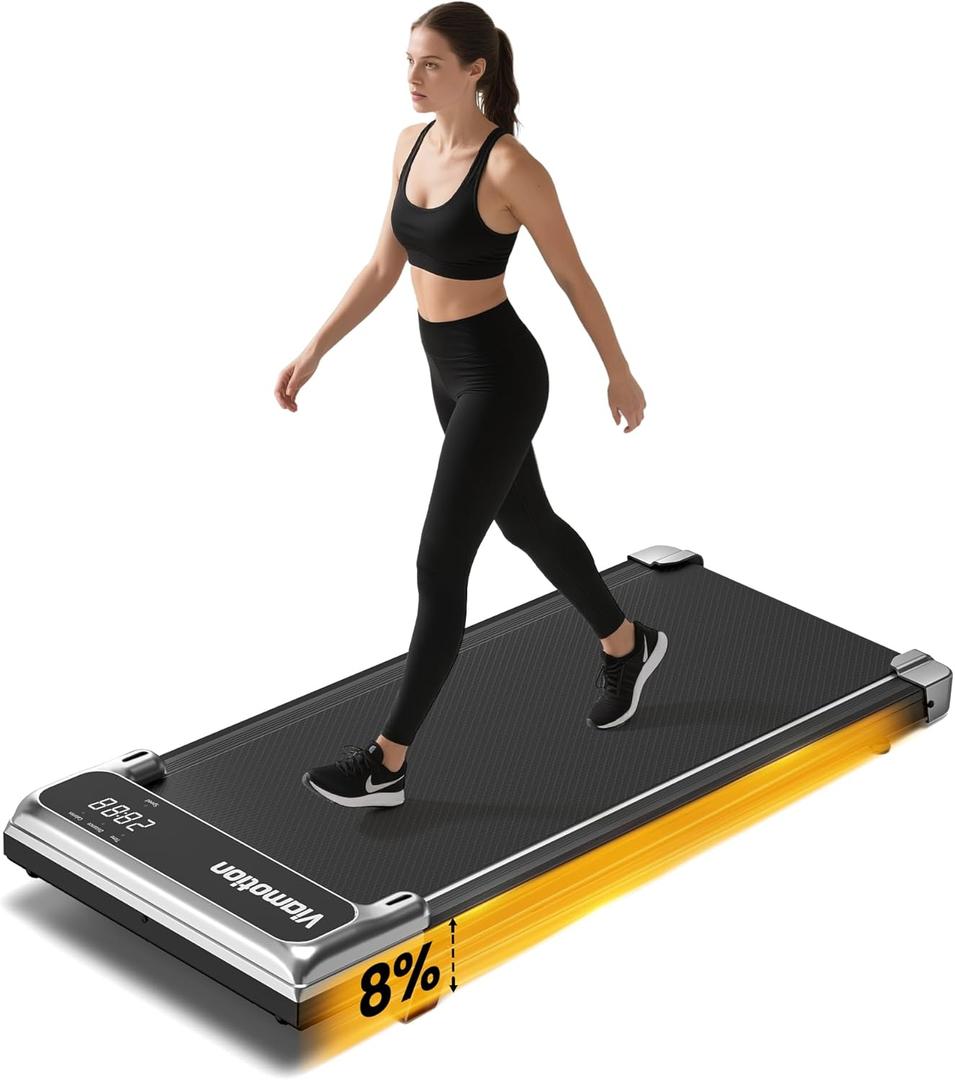 Walking Pad,Under Desk Treadmill with Incline,2.5HP Low Noise Walking Pad with Remote and LED Display,Portable Walking Pad with 265 lbs Weight Capacity,Under Desk Treadmill Home Office